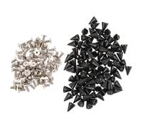 LIFKICH Remaches decorativos cónicos negros 50 piezas para bricolaje, accesorios punk para ropa y zapatos, clavos metálicos para proyectos DIY y complementos de moda