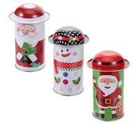 LIFKICH Set de 3 Tarros de Dulces Navideños de Metal para Festival y Obsequio Seguro, Adecuado para Ambientación Navideña en Hogar y Fiestas Varios estilos