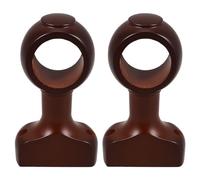 LIFKICH Soportes de Barra para Cortina de Madera Color Café Oscuro 35 Cm 2 Piezas Montaje en Pared y Techo Brida para Barra de Armario Accesorios para Cortinas de Habitación y Baño