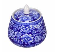 LIFKICH Tarro Estilo Chino Delicado 870ml de Cerámica Azul de Almacenamiento Sellado para Té Aromático y Negro, Adecuado para y Obsequio de Inauguración de Casa