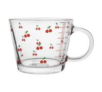 LIFKICH Vaso de Vidrio Transparente para Cerezas Capacidad, Taza Multiusos para Jugo y Leche, Copa Medidora para Desayuno, Postres y Ensaladas, Adecuado para Uso en Cocina y Mesa