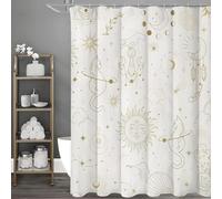 LIFKNVN Cortina de Ducha Decorativa con diseño de Gato, Luna y Dios del Sol, Impermeable, para baño, bañera, 155 x 180 cm (Ancho x Alto).