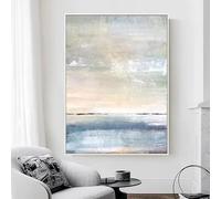 LIFKNVN Cuadro en lienzo grande con paisaje marino y playa, pintura abstracta azul océano cielo costero, arte de pared, imágenes estéticas, decoración de habitación, 60 x 90 cm, sin marco