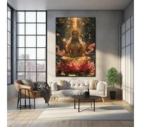 LIFKNVN Diosa Lakshmi - Arte de pared de dios hindú, impresión abstracta para decoración de pared de sala de estar, 80 x 120 cm, sin marco