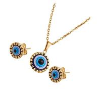 LIFKOME 1 juego Conjunto de Joyería Evil Eye para Mujeres Collar y Pendientes de Amuleto Turco Accesorio de Moda Resistente y Cómodo para