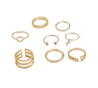 LIFKOME 1 Juego De 8 Piezas anillo de joyería de las mujeres anillo con tachuelas de de imitación anillo de dedo de dama Golden