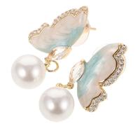 LIFKOME 1 Par Pendientes De Arete De Perlas Casarse Lágrima Joyas De Para Mujer Remolino Collar De Perlas Piedra Preciosa Moda Traje Pendientes De Perlas Segundo Circón