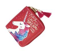 LIFKOME 1 Pieza Billetera con Cremallera Bolsos Chica Adolescentes Divertido Carteras de Mujer monederos de Mujer Billetera Corta Monedero de Dibujos Animados para Estudiante Rojo