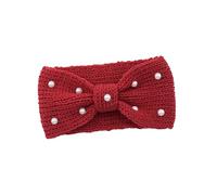 LIFKOME 1 Pieza Diadema De Perlas Diadema De Punto Roja Diadema Roja Para Niñas Diademas Con Lazo Diadema De Ganchillo Banda De Pelo De Perlas Rojo