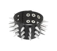 LIFKOME 1 Pieza pulsera tema punk original brazalete pulseira bracelet fiesta party de moda escena banda Pulsera de evento pulsera con remaches pulsera punk Imitación piel de vacuno Black