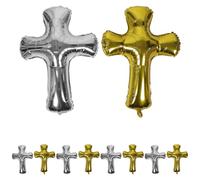 LIFKOME 10 Unidades Cross Foil Balloons Metallic Religious Decorations For First Communion Baptism Christening Christmas Party Series
