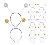 LIFKOME 12 Piezas Diadema Antenas de Abeja y Marcianas 12 Unidades, Diademas Pompón Elástico de Purpurina en Plata y Dorado para Disfraz, Accesorio de Cosplay y Fiesta Infantil