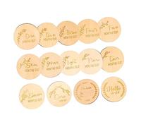 LIFKOME 14piezas Letrero De Madera Mensuales Para Bebés Tarjetas De Crecimiento De Madera Accesorios De Fotografía Para Recién Nacidos Tarjetas Decorativas Para Casa