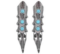 LIFKOME 2 anillos góticos punk con turquesa ajustable, diseño de armadura gótica, joyería llamativa para disfraz de Halloween y fiesta.