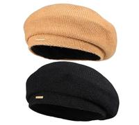 LIFKOME 2 Boinas de Mujer de Mezcla de Lana, Cálidas y Cómodas para Invierno, Estilo Francés Elegante y Sencillo para Vacaciones Playa o Fotografía Urbana