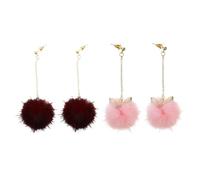 LIFKOME 2 Pares pendientes de bola de pelo de oreja de gato broches gatito felpa pendientes pompom aretes femeninos pendientes de pompones pendientes del delirio Agujas de plata