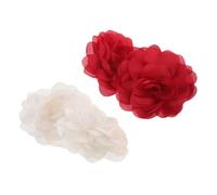 LIFKOME 2 Pares Pendientes de Tela para Mujer Pendientes de Gota con Flor Grande Ligeros y Cómodos Aros de Tela Hechos Mano para Uso Diario y Fiestas Estilo Bohemio Rojo