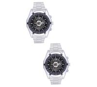 LIFKOME 2 Piezas 099 Reloj De Pulsera Automático Mecánico De Acero Inoxidable con Esfera Redonda Y Esqueleto para Hombre 30 M Cronógrafo De Pulsera para Hombre.