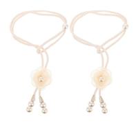 LIFKOME 2 Piezas Alzapaños de Cortina Hechos Mano de Cuerdas Trenzadas con Flores Decorativas para Cortinas Opacas y Transparentes Estilo Bohemio y Rústico Fáciles de Ajustar Beige para