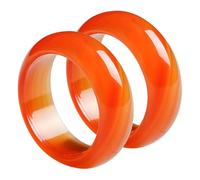 LIFKOME 2 piezas Anillos Naturales de Ágata y Cornalina Diseño Cómodo y Ligero para Bodas y Aniversarios Banda Pulida con Confortable para Uso Diario