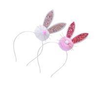LIFKOME 2 Piezas aros de pelo de fiesta diademas de felpa ropa de para diadema de lentejuelas peluca diadema conejito de peluche tocado de pascua aros de pelo de conejo