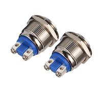 LIFKOME 2 piezas Botón Pulsador Metálico Inoxidable Resistente al Agua Momentáneo para Control Eléctrico y Timbre Exterior de Plata