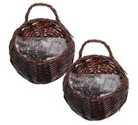 LIFKOME 2 Piezas Cesta Colgante Decorativa Tejida de Madera 18cm