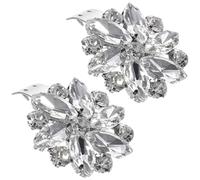 LIFKOME 2 Piezas de Hebillas de Clips para Zapatos con Cristales y Diseño Delicado en Forma de Pétalos, Aleación Plateada, Accesorios para Fiestas y Banquetes de Mujer