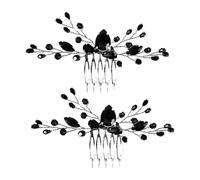 LIFKOME 2 Piezas de Peineta para El Pelo con Cristales Negros para Novia Accesorio para El Pelo con de Imitación para Boda para Mujer