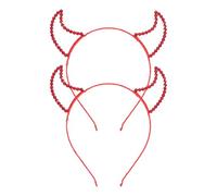 LIFKOME 2 Piezas Diademas de Cuernos Rojos con Cristales para Halloween de Accesorio Ligero y Portátil para Disfraces y Fiestas Temáticas
