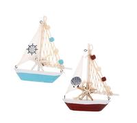 LIFKOME 2 Piezas Figuras Barco de Vela Retro de Madera Esculturas Náuticas Vintage para Decoración de Escritorio Oficina y Sala Adornos Costeros Detallados