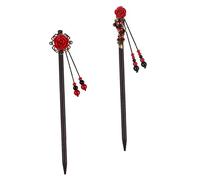 LIFKOME 2 Piezas Horquilla Peines Pinzas Para El Cabello En Forma De u Mallas Para El Cabello Cerda Moño De Pelo Neto Para El Cabello Fabricante Rosario Borla Coffee Madera