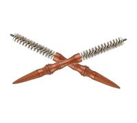 LIFKOME 2 Piezas Mini Cepillo Redondo Espiral Cepillo Profesional de Rodillo Peinado de Rizos Mango de Madera Cerdas de Jabalí Peinado con Secador Bigote y Flequillo