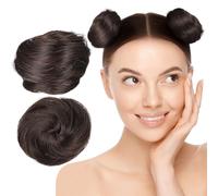 LIFKOME 2 Piezas Pinza para Moño con Garra de Unidades Extensiones de Cabello Postizo para Moños Despeinados y Space Buns Sujetador Ligero y Resistente para Mujeres y Niñas Color Castaño