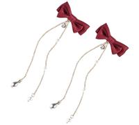 LIFKOME 2 piezas Pinzas para Pelo Lazo Rojo con Borlas y Cuentas de Clips de Cabello para Niñas Accesorios Creativos para Peinados Diarios