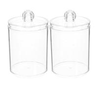 LIFKOME 2 piezas Tarros Acrílicos Transparentes con Tapa para Almacenamiento de Algodón y Hisopos Organizador Compacto y Hermético para Baño y Tocador