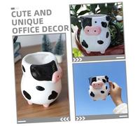 LIFKOME 2 Piezas Taza de Cerámica con Forma de Vaca Antideslizante Diseño Adorable y Resistente para Oficina Hogar y de Animales