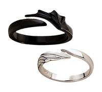 LIFKOME 2 Unids Angel Devil Wings Anillo Abierto para Hombres Y Mujeres Dragon Wing Ajustable Pareja Anillo Regalo de Joyería