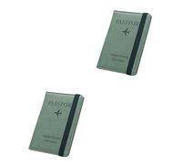 LIFKOME 2piezas Cartera De Pasaporte RFID Multifuncional De PU Verde Funda Delgada y Práctica para Viajes para Mujeres y Viajeras Almacenamiento Seguro De Documentos y Dinero
