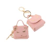 LIFKOME 2piezas Monedero De Llaveros Diseño De Gato Kawaii Bolsa De Moneda y Portátil para Compras Viajes y Uso Diario