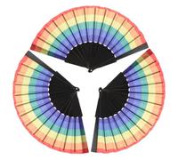 LIFKOME 3 Abanicos de Mano Arcoíris Plegables de Plástico Multicolor para Fiestas, Bodas y Espectáculos, Ventiladores Ligeros y Resistentes para Uso Diario, Accesorios de Baile