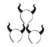 LIFKOME 3 Diademas Para Disfraz De Demonio Diadema De Con De Vaca Para Halloween Tocado De Demonio Para Fiesta Accesorio Negro