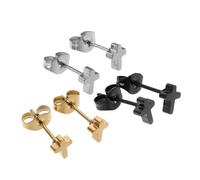 LIFKOME 3 Pares Pendientes de con Cruz Estilo Hip Hop Pendientes Minimalistas y Pequeños para Cartílago Joyería Unisex para Mujeres y Hombres Acero Resistente y Diseño Moderno