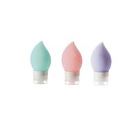 LIFKOME 3 piezas Botellas de Viaje de Silicona Juego de Colores Rosa Azul y Púrpura Contenedores Portátiles Reutilizables para Líquidos y Dosificador de Jabón Seguro para Camping y Viajes