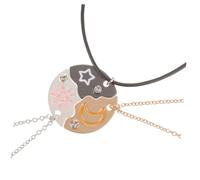 LIFKOME 3 piezas Collar de Amistad para Mujeres y Hermanas de Colgantes de Aleación con Diseño de Estrellas y Luna Accesorio Elegante Colores Plata Mate Mate para Combinar Estilo