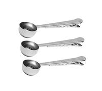 LIFKOME 3 piezas Cucharas Medidoras Inoxidable con Clip de Multifuncional para Café Leche Polvo y para Sellar Bolsas y Mantener