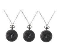 LIFKOME 3 Piezas Reloj de Bolsillo Relojes Digitales para Hombre Collar para Hombres Colgante para Collar de es de Engranaje Hueco el plastico Black