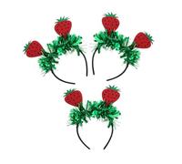 LIFKOME 3piezas Diadema De Fresa Purpurina Aros Pelo Hawaianos Accesorios Pelo De Fresa Diadema De Fruta Para Niñas Para Fiestas De Verano y Eventos Temática Hawaiana Para Mujeres