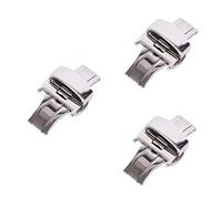 LIFKOME 3piezas Hebilla De Reloj Inoxidable Despliegue De Doble Botón Cierre Para Correa De Reloj Color Plateado Accesorio Durable y Elegante