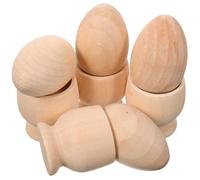 LIFKOME 4 Juegos Juego de Hueveras de Madera sin Terminar 4 Sets (4 Soportes y 4 Hueveras) para Manualidades DIY, Soporte Artesanal para Huevos Estándar, Decoración de Pascua y Centro de